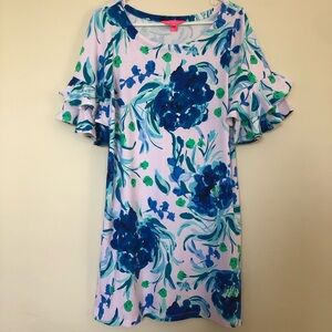 Lilly Pulitzer Lula Dress Ruffle sleeves medium Pink Tropics Sweet Pea
